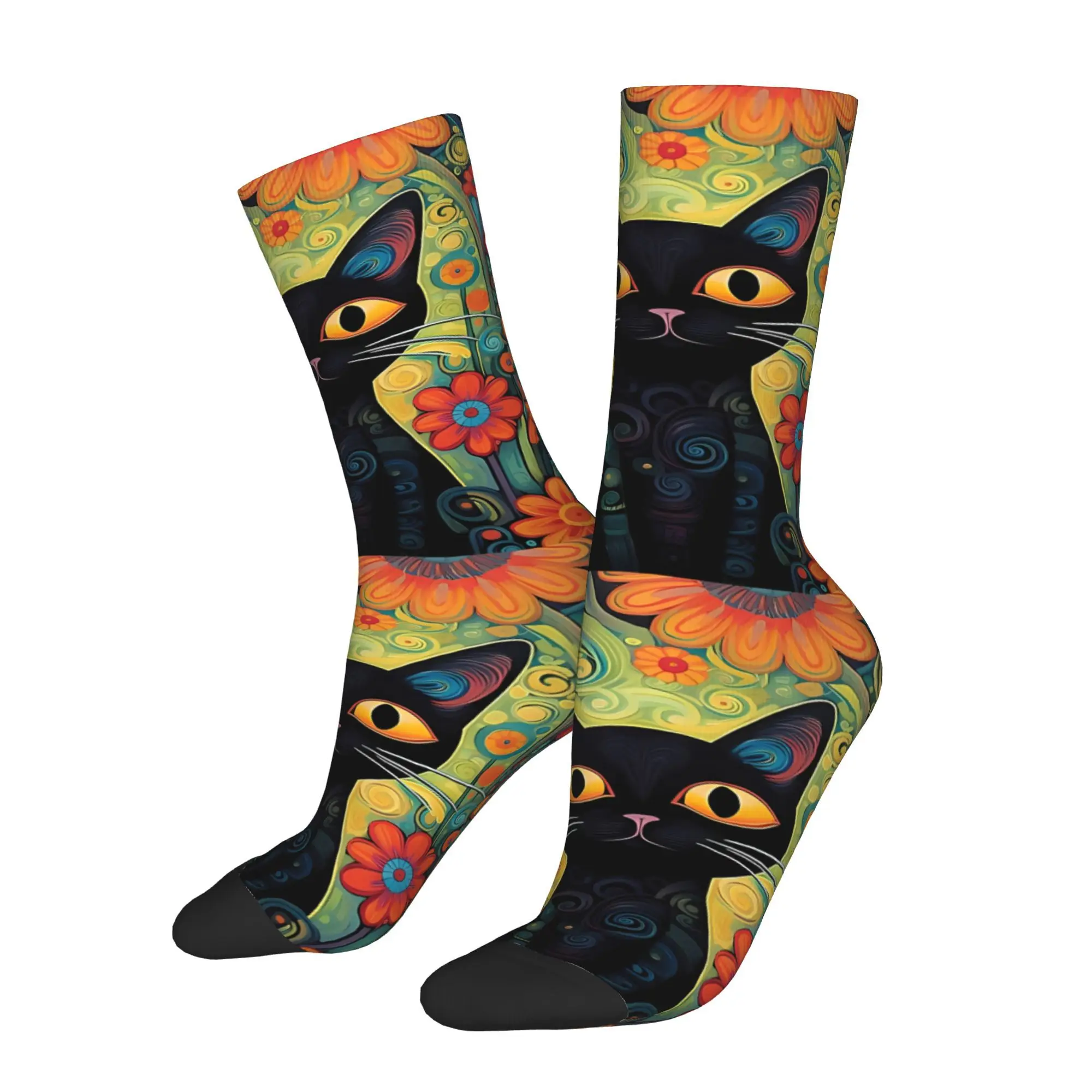 

Black Cat Socks Male Mens Women Autumn Stockings Hip Hop