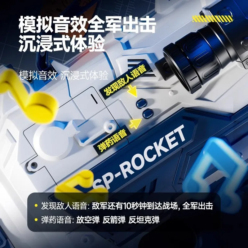 Duży elektryczny pociskarz ośmiobaryłkowy, miękki pistolet na pociski z efektami świetlnymi i dźwiękowymi, zabawka dla chłopca.