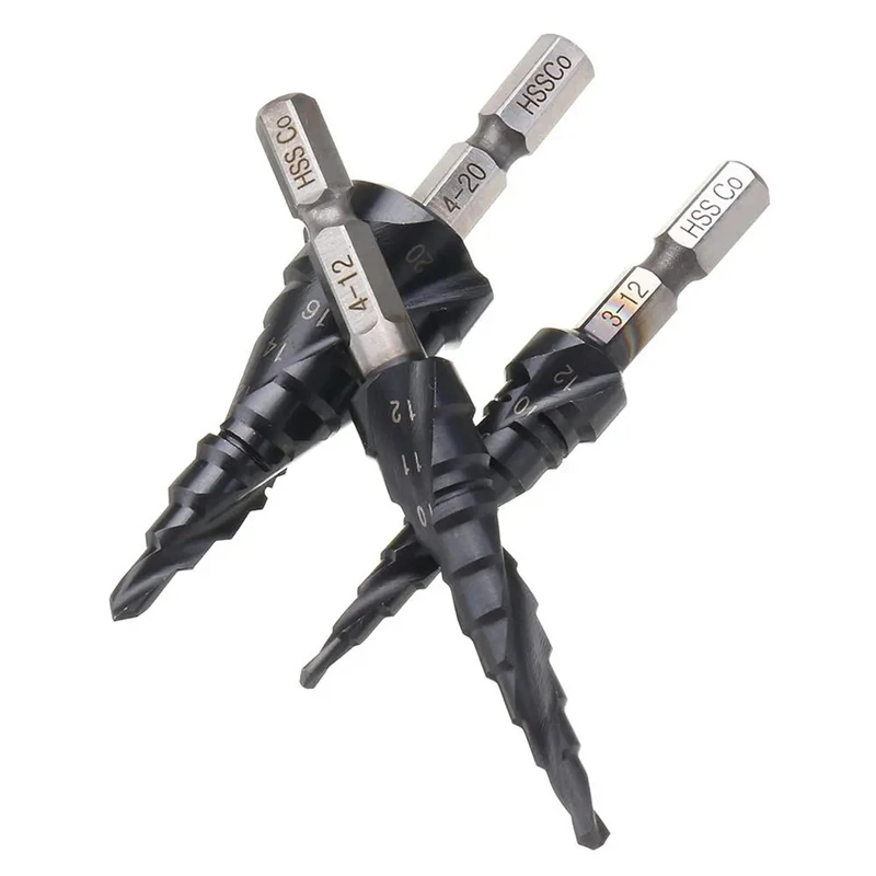 M35 Cobalt TiAIN HRC89 Industrial Grade Drill Bit 3-12/4-12/4-20mm High Speed Steel Step Drill For Stainless Steel Metalworking
