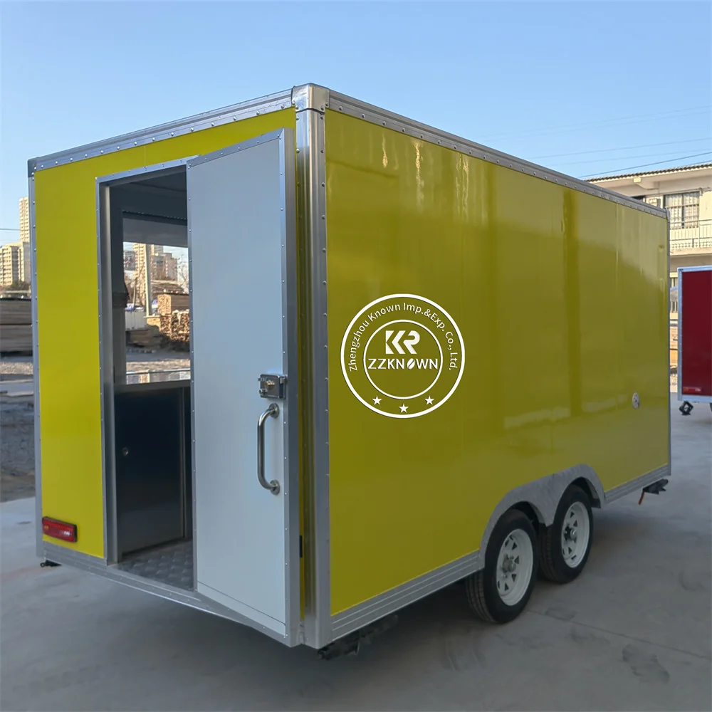 High Quality Smoothie Beverage Cart Mobile Food Trailer Street Fast Food Truck Street Snack Ice Cream Cart with Freezer