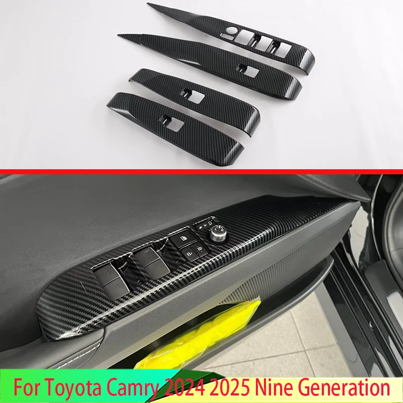 Car Accessories Carbon fiber style Door Window Armrest Cover Switch Panel Trim Molding Garnish For Toyota Camry 2018-2025
