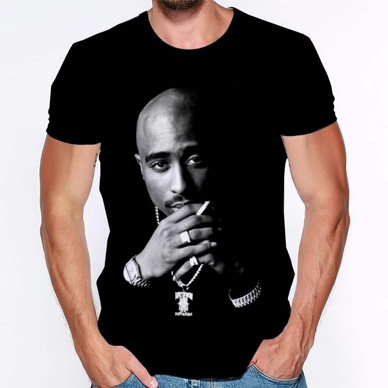 Top Rap Tupac Shakur 2Pac T-shirt Legendary Rapper 3D Printing Men's and Women's Fashion Casual Camisetas Hombre Oversized Top