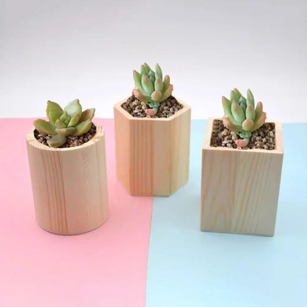

2 Pcs Pine Pen Holder Desktop Brush Gel Container Wood Pot Pencil Makeup Tools Organizer Bracket