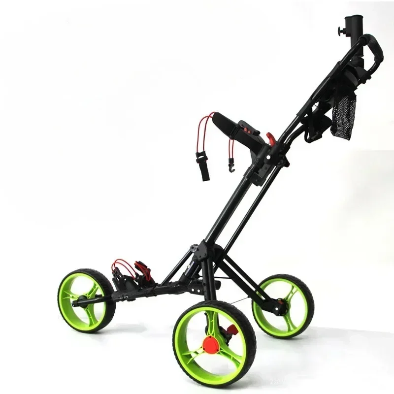 Folding Aluminum Alloy+EVA Golf Trolley Multifunctional Foldable Golf Pull Cart with Three Wheels Bottle Holder Umbrella Bracket