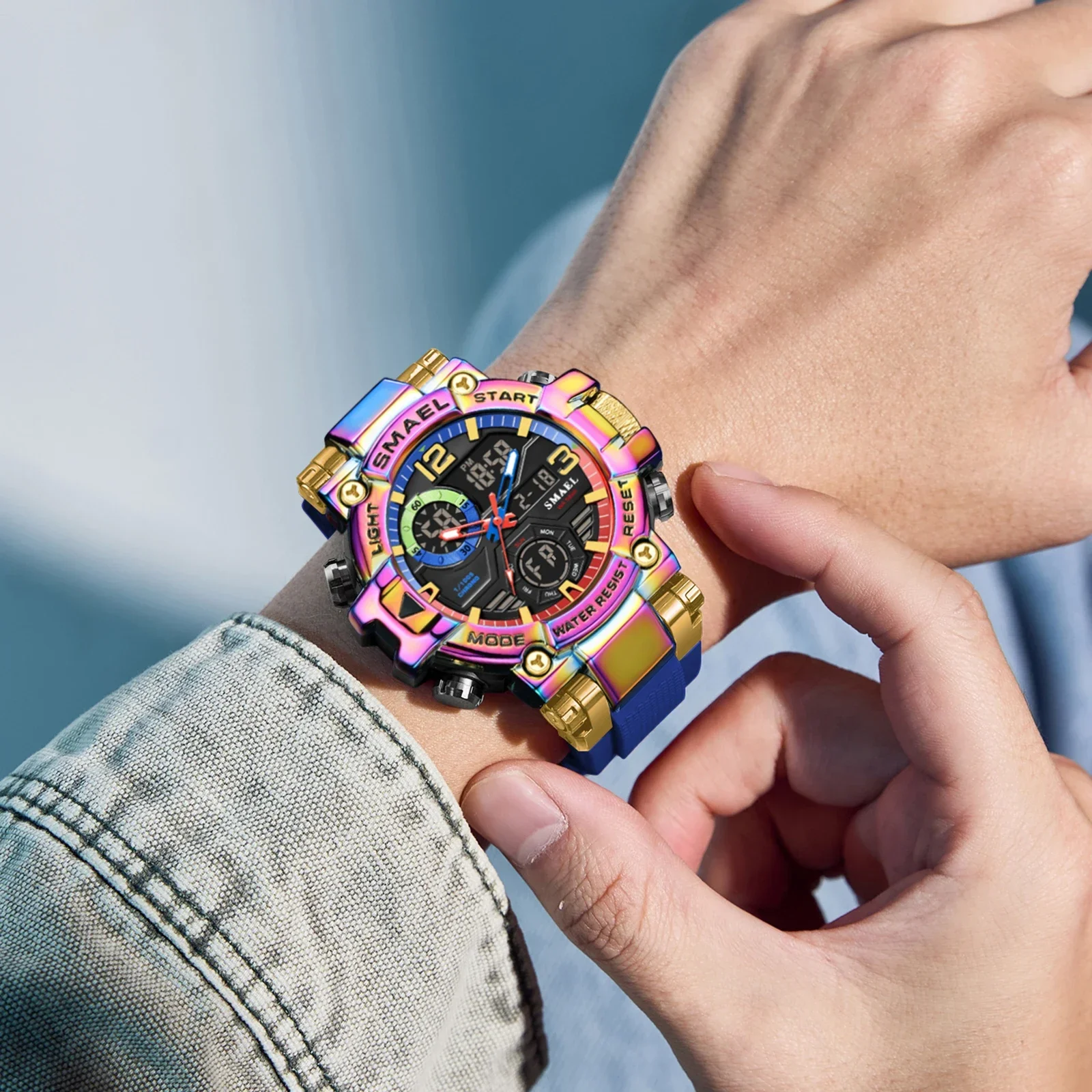 SMAEL 8110 Digital Watches Shockproof Sports Men Electrionic Sports Watches Men LED Watches New 50m Waterproof