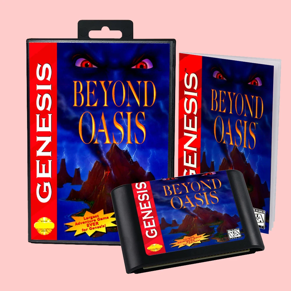 Beyond Oasis USA Version (Battery Save) Game Card Box Manual For 16 bit Sega MD MegaDrive Genesis Consoles