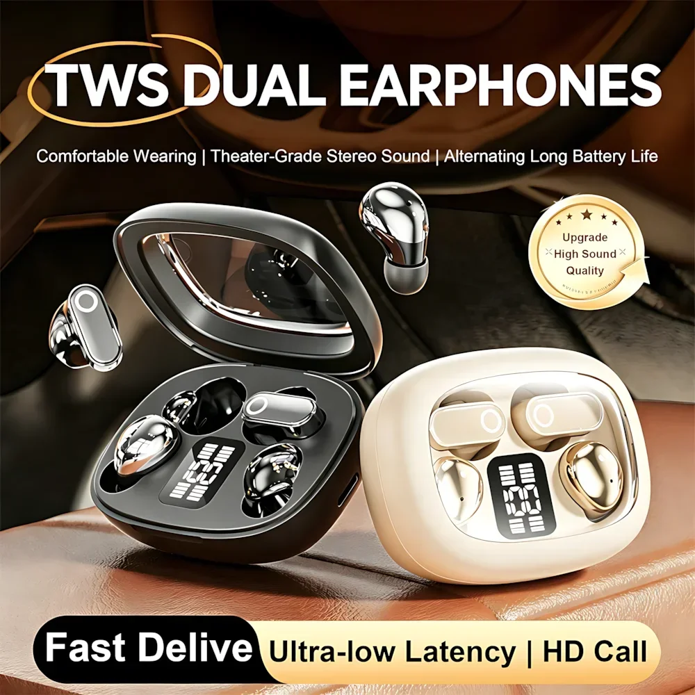 

Fashion Plated In-ear Wireless Dual-Earphone Sports Earplugs Long Battery Life ENC Noise Reduction HD Call Couple Creative Gift