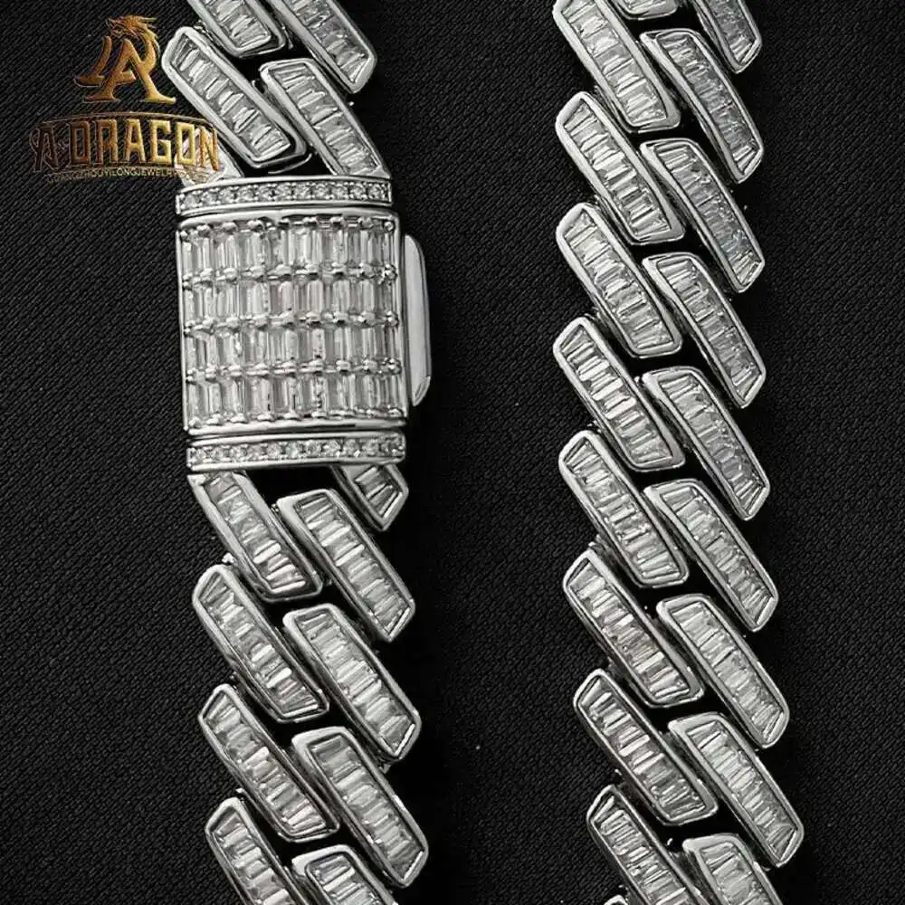 

18 мм багет муассанит с бриллиантами персонализированное имя Майами кубинская цепочка ожерелье