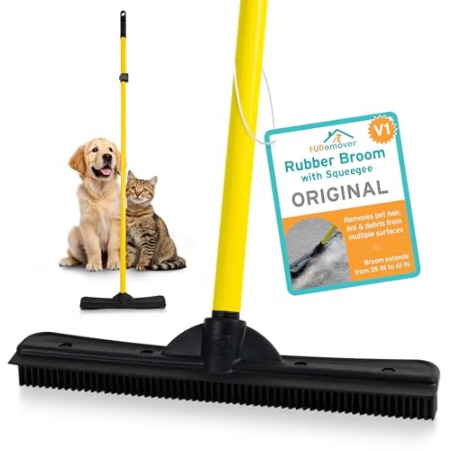

Pet Hair Removal Rubber Broom, 61" Telescopic Handle
