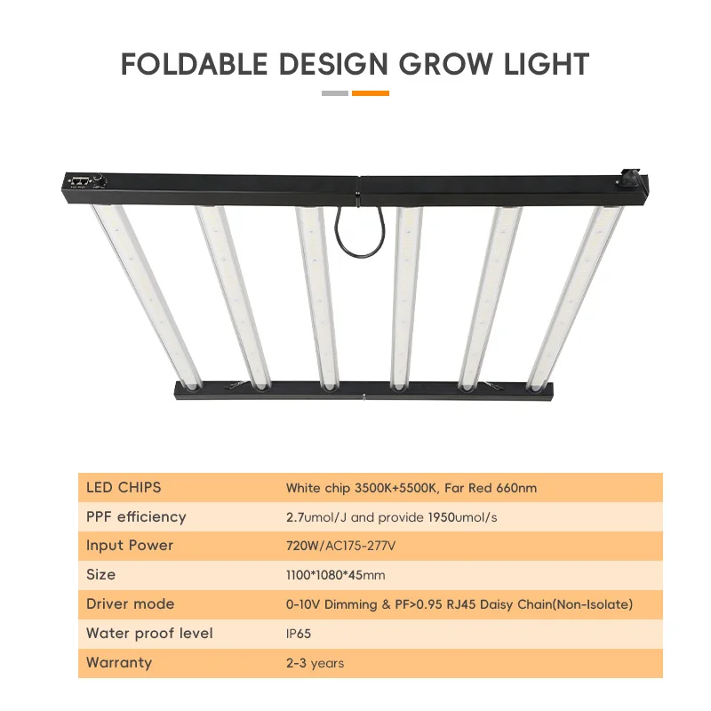 Vertical Farm Commercial Plant 720W Full Spectrum Led Grow Light White Light Bar for Indoor Hydroponic Greenhouse Growing Use