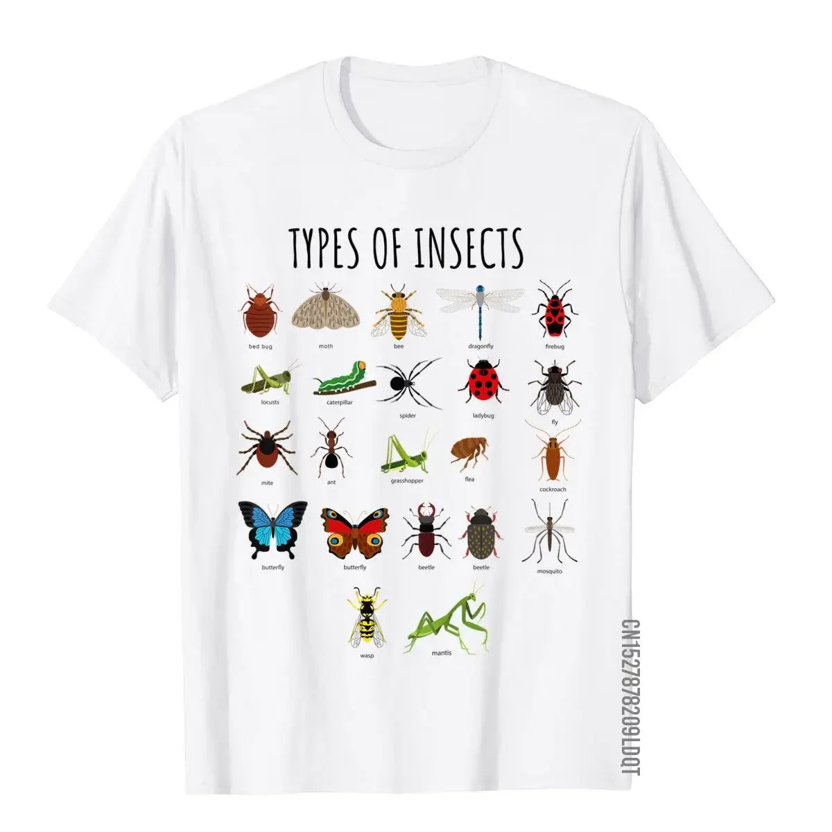 Kids Types Of Insects Bug Identification Science T-Shirt Tops & Tees Cheap Classic Cotton Mens T Shirts Outdoor