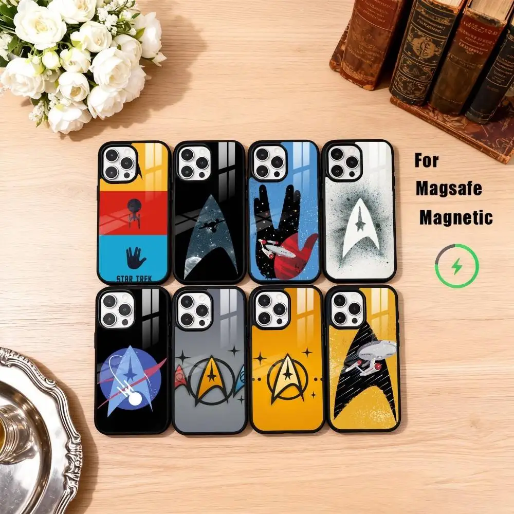 

Чехол для телефона S-Star T-Trek Ships Art для iPhone17,16,15,14,13,12,11 Plus, Pro Max, магнитный для беспроводной зарядки Magsafe