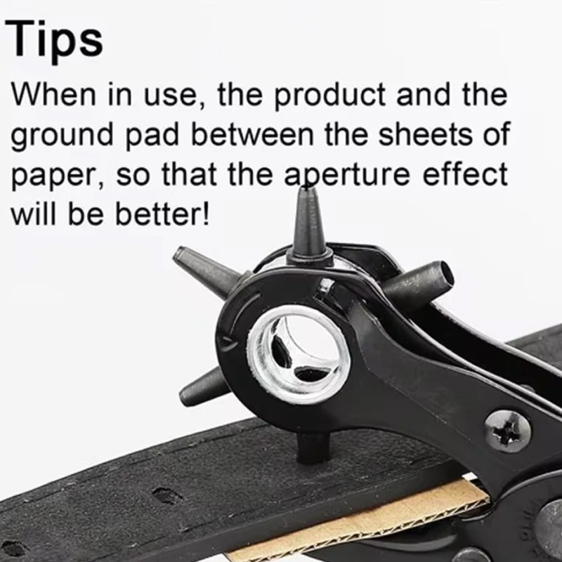 Perforateur de ceinture multifonctionnel à 6 trous ronds, pour bagages, produits en plastique, cuir, papier, carte, poinçon, pince