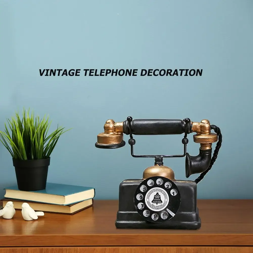 Vintage Style Artificial Telephone Model Retro Resin Home Decor Ornament Craft Classic Colors and Simple Durable Design