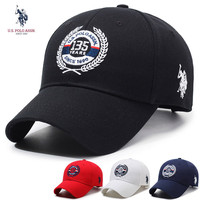 U.S. Polo Assn. 135th Anniversary 100% cotton Baseball Cap Men's and Women's Color Logo Breathable and Adjustable Size Sun Hat