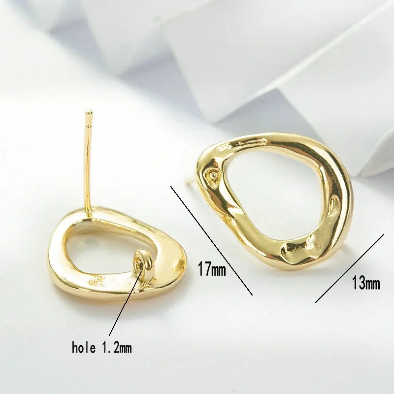 13*17MM 14K Gold Color Plated Brass Oval Stud Earrings High Quality Diy DIY Jewelry Making Finding Accessories