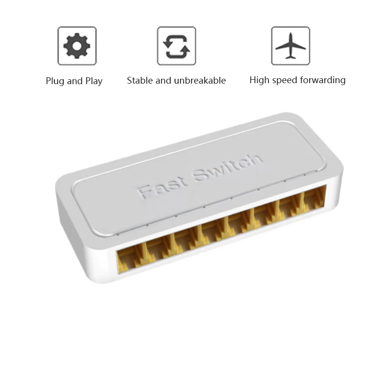 RJ-45 LAN-Adapter RJ45 HUB Sharing Switch 8-Ports Netzwerk-Switch Gigabit Ethernet Switcher 10/100/1000 Mbit/s Internet-Splitter