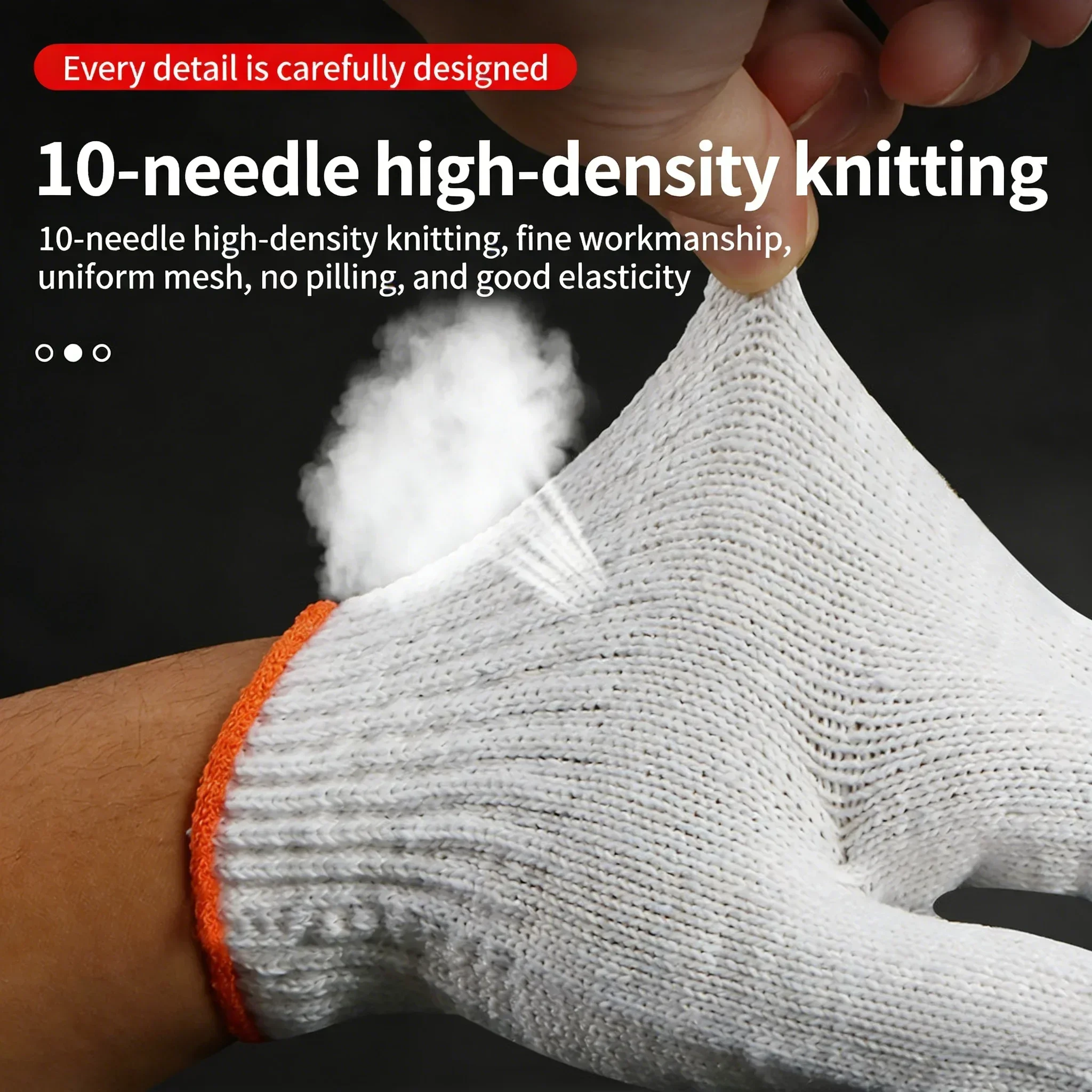 1 Pair Cotton Yarn Work Gloves Natural White Knitted Safety Gloves Wear Resistant Protective Industrial Labor Gloves for Workers