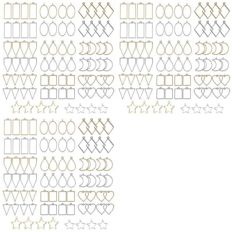 most-240-pcs-assorted-open-metal-bezels-for-resin-pressed-frame-charms-earring-and-necklaces-making-frames-gold-and-silver