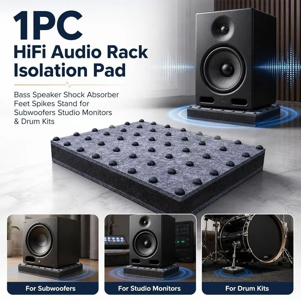 1Pcs 20x15x6cm Audio Isolation Pad Rubber Foam Polyester Fiber Anti Vibration Pad Silicone Dark Gray Speaker Stand Isolation Pad