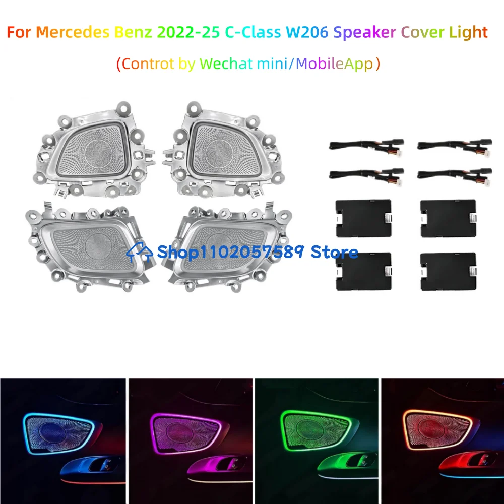 F‌or Mercedes Benz 2022-2025 C-Class W206 4-Door Audio Speaker Cover & Interior Ambient Light Car Accessories