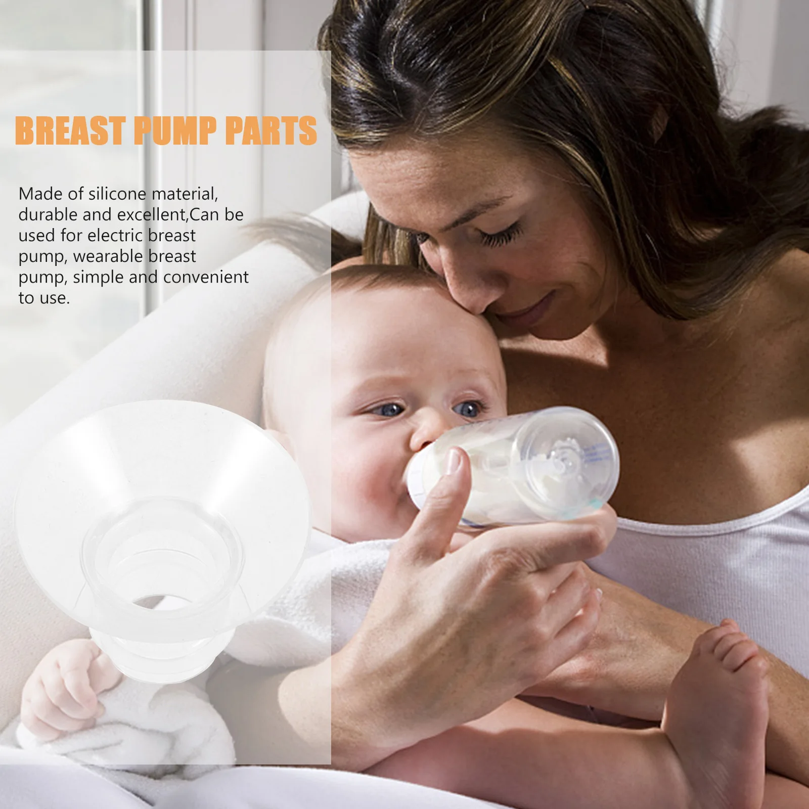 

4Pcs Wearable Breast Pump Flange Inserts Durable Useful Long Time Service Easy to Use Toddler Milk Bottles 2 Years