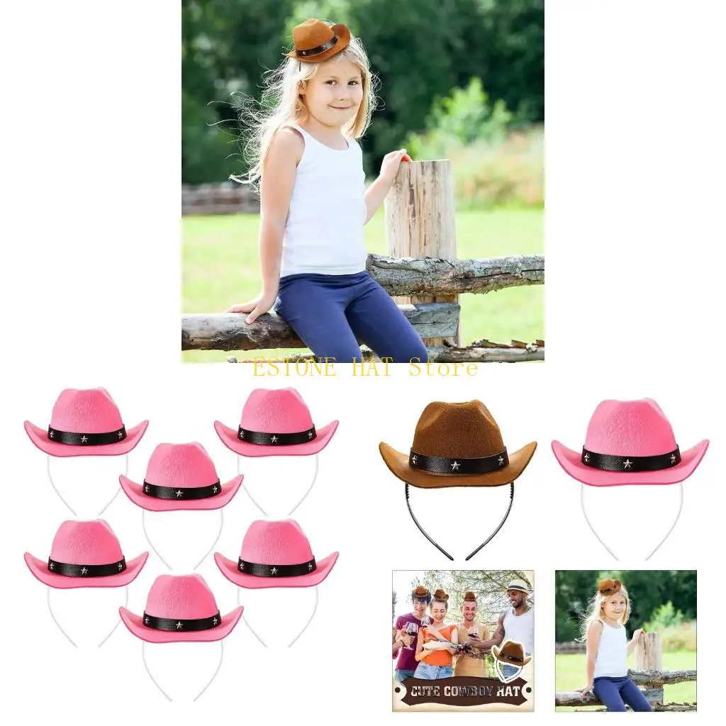

49MF Cowboy Party Headpiece Mini Cowboy Hairband Women Cosplay Cowboy Costume