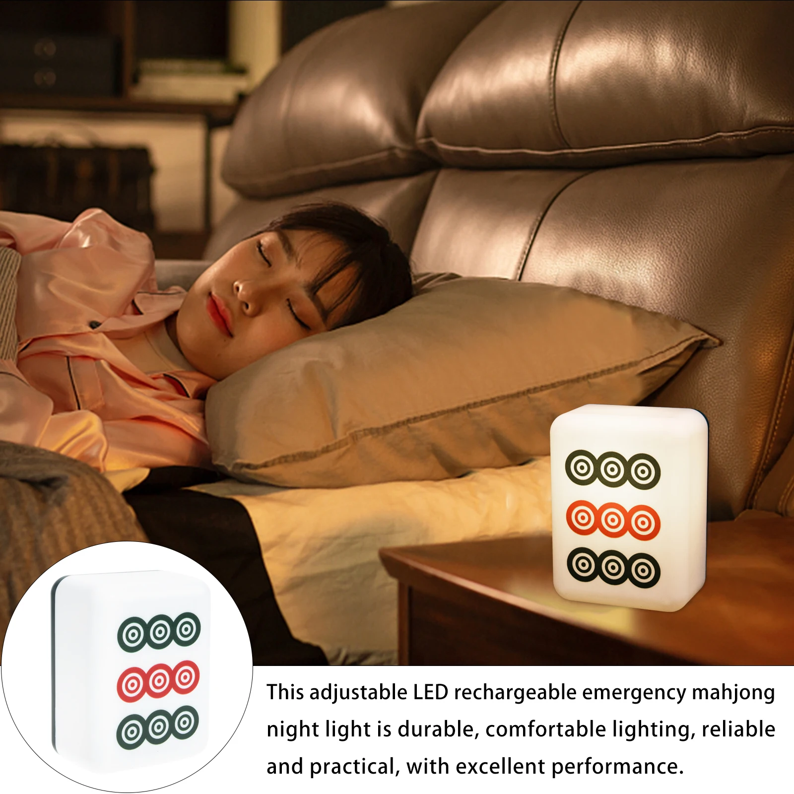 

Desk Light Mahjong LED Eye-caring Night Protection Lamp Small Mahjong-shaped Decor