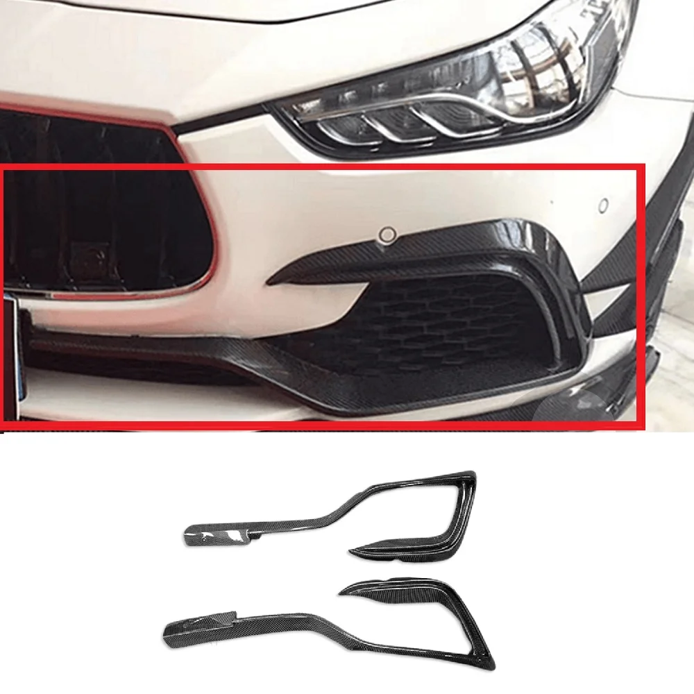 

Real Carbon Fiber Car Front Fog Light Grille Frame Trim Fit For Maserati Ghibli 2014-2017