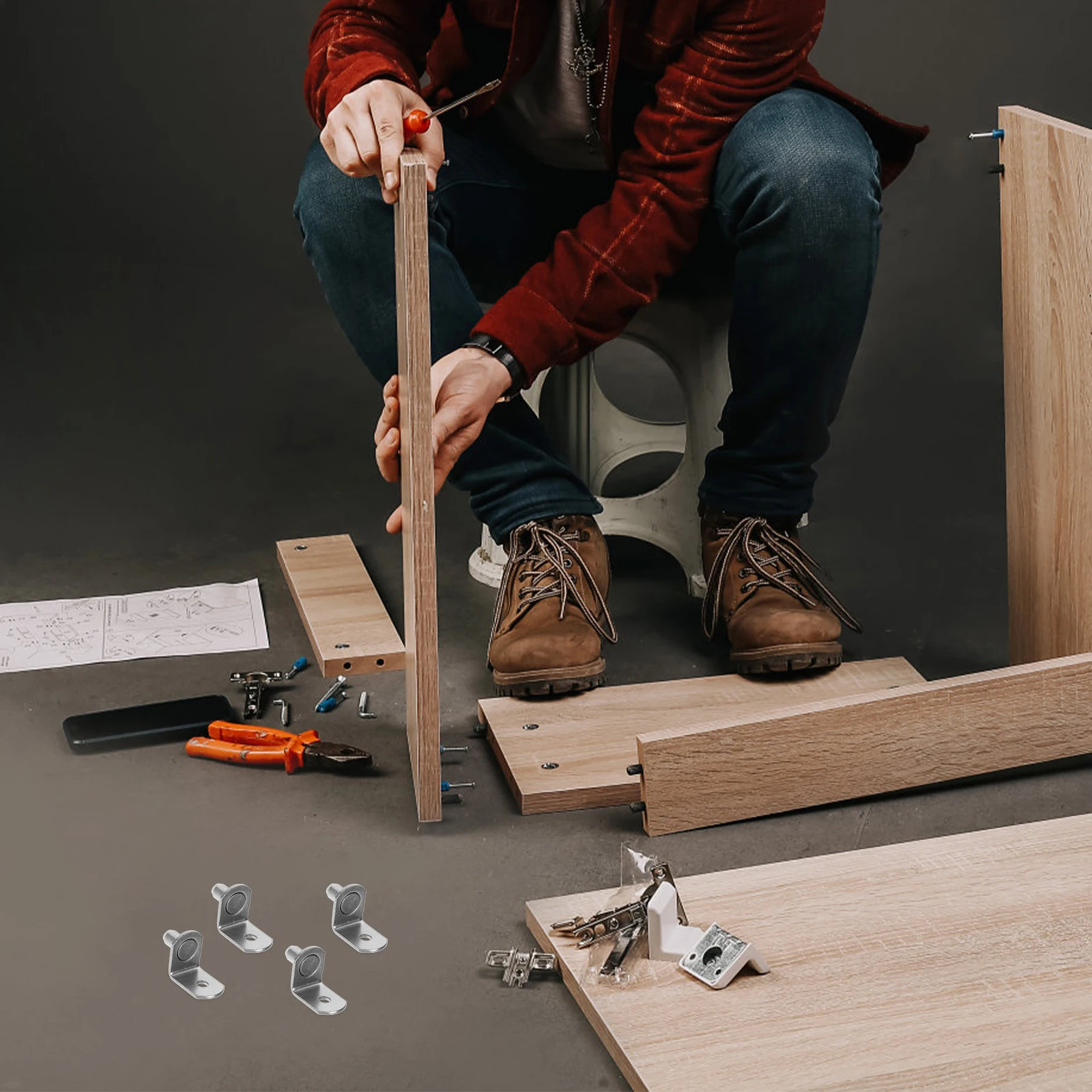 

50 pcs Metal Shelf Support Pegs Sturdy L Shaped Brackets Cabinet Bookshelf Kitchen Storage Rack Clips Board