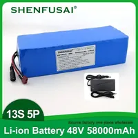13S5P 1000W for bicycle scooter battery pack, battery + 54.6V2A charger 48V 58Ah 18650 lithium battery