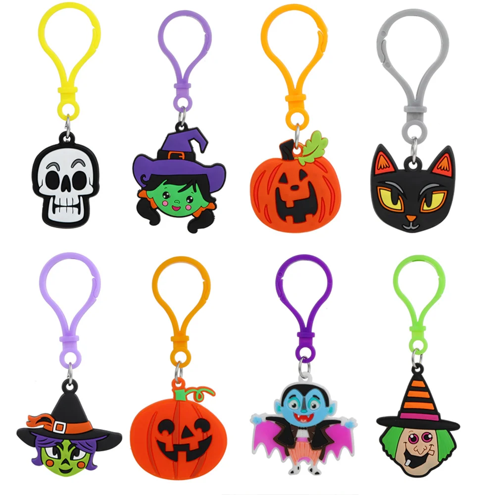 

8pcs Halloween Party Favors Keychains Goodie Bag Fillers Gifts for Kids Trick Or Treats Basket Stocking Stuffers Classroom Prize