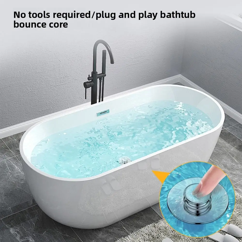 

Household Bathroom Bathtub Plug Pop-Up Drain Filter Washbasin Drainer Bouncing Core Filter for Quickly Seal and Drain Water