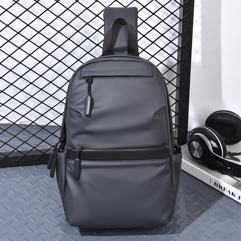 

Multi functional men's crossbody bag, waterproof solid color shoulder bag, trendy European and American style chest bag