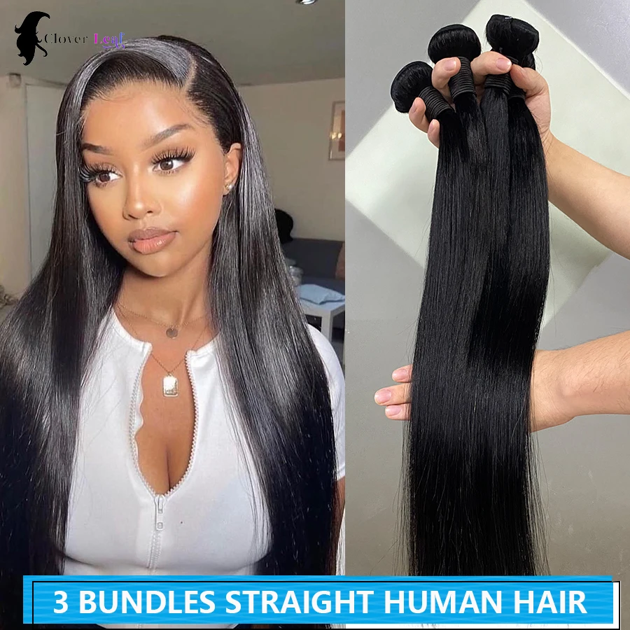 22 24 26 Zoll Gerade 3 Bundles 100 % menschliche Haarwebart Bundles Remy Haar 3 Bundles Brasilianische Haarverlängerung Natürliche schwarze Farbe