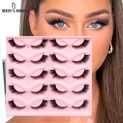 RED SIREN Eyelashes Makeup Winged Cat Eye Lashes Free Shipping 5/10 Pairs Soft Natural Eye Lashes