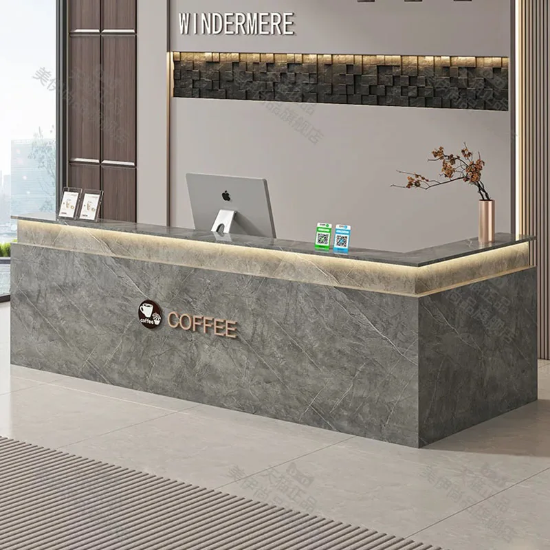 Minimalist Design Reception Desks Aesthetic Modern Shelves Industrial Reception Desks Display Long Mostrador Office Furniture