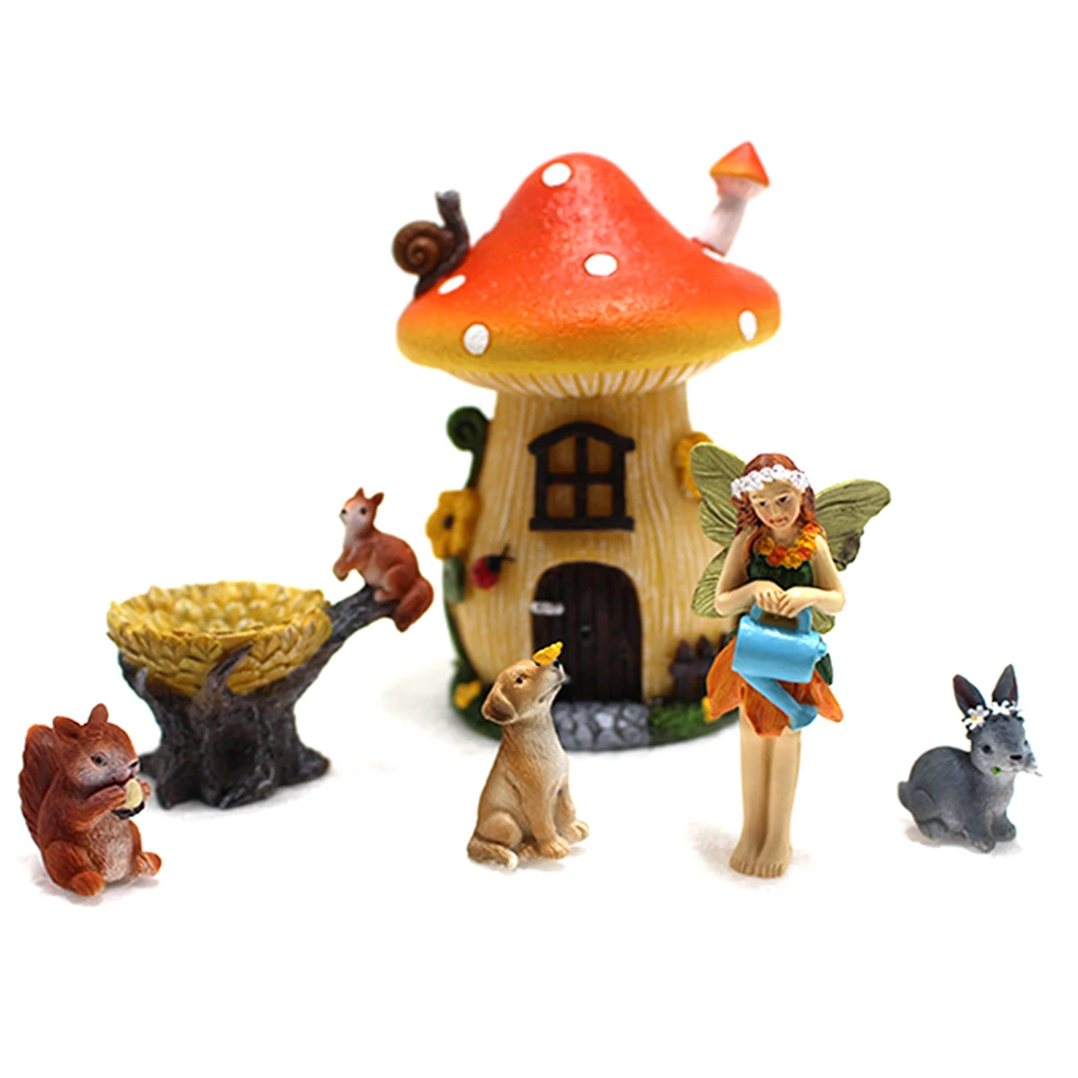 1set Creative Miniature Fairy Garden House Statue For Miniature Pots Fairy Dollhouse, Mushroom House Cute Cartoon Small Resin Cr