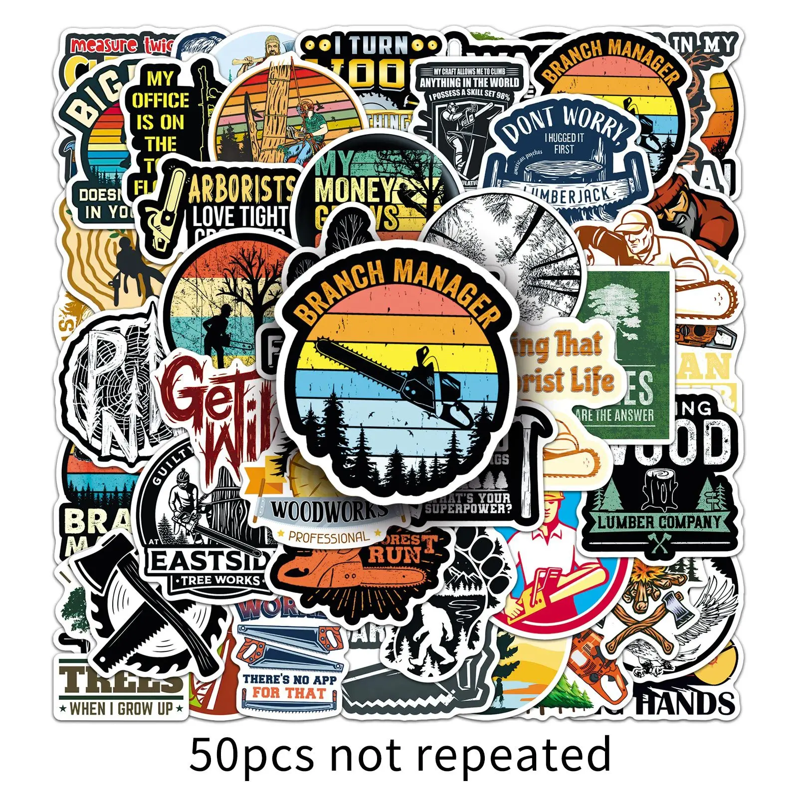 50pcs Outdoor Forestry Lumberjack Ins Graffiti Stickers  for
