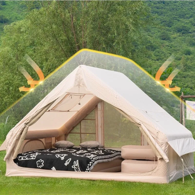 Oxford Cloth Inflatable Tent Portable Folding Outdoor Camping Waterproof Sun Protection Family Tent Nature Hike Tourist Tents