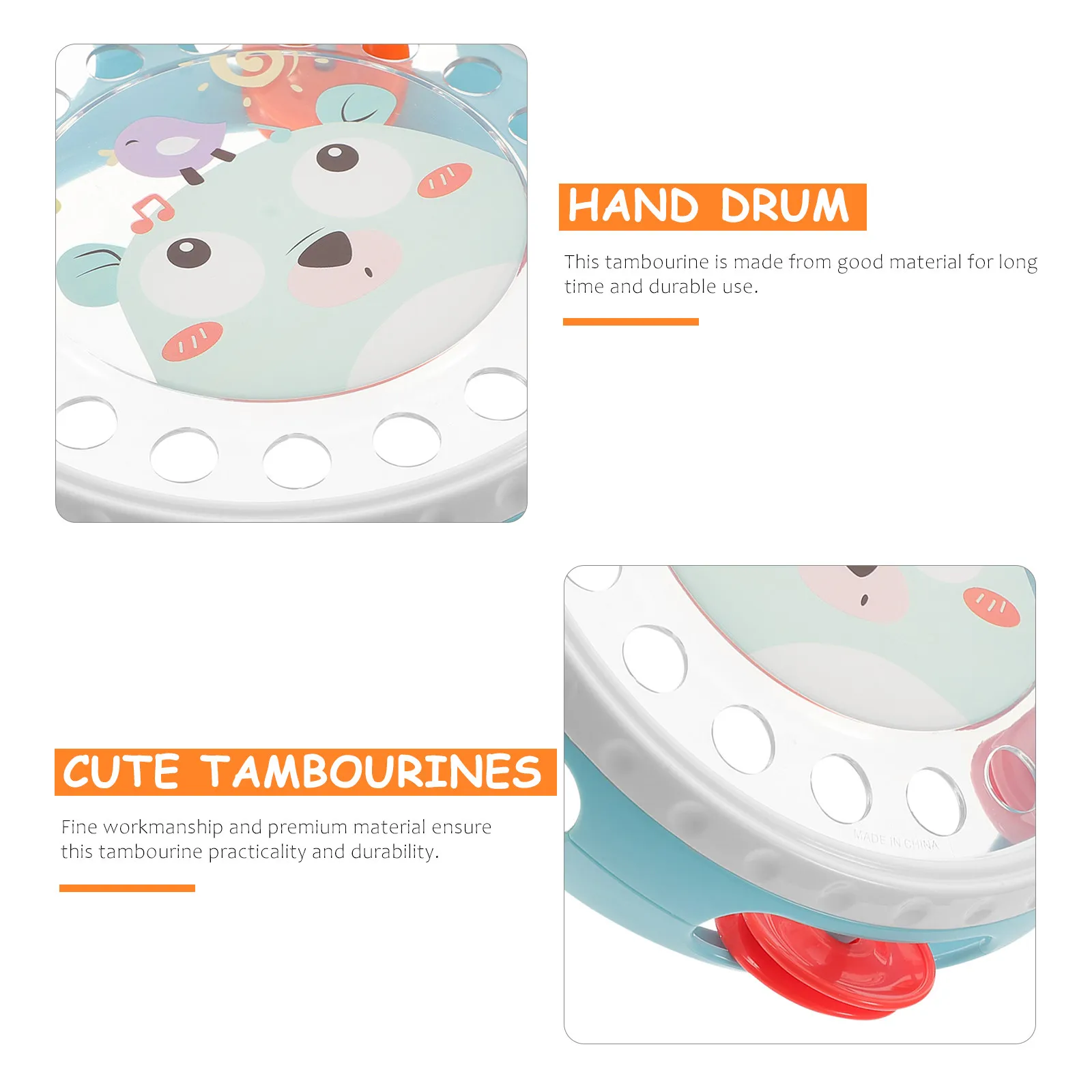 Adorable Lightweight Tambourine for and Adults Shake Pat Hand Muscle Exercise Bright Sound Portable Percussion Instrument