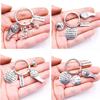 Professional Coach Sports Style Keychain Whistle Football Basketball Volleyball Track and Field Swimming Charm Key Ring Jewelry