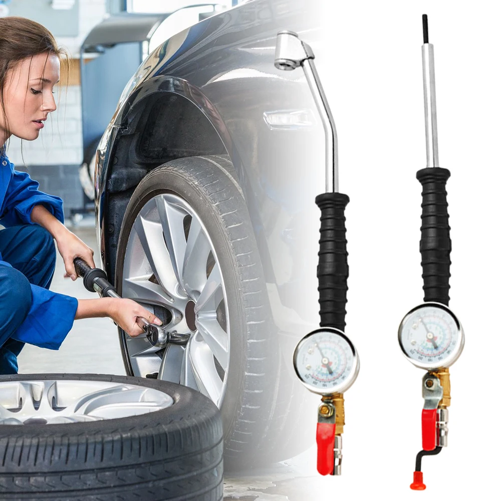 Universal Car Tire Manometro With Tire Pressure Gauge 0-15Bar/220Psi For Car Truck Vehicles Tire Repair Tools Tire Inflator Rod