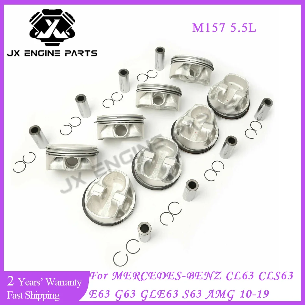 M157 Engine Rebuild Kit Piston & Piston Ring Set For Mercedes-Benz 5.5 CL63 CLS63 E63 G63 GLE63 GLS63 ML63 S63 SL63 AMG 5.5L