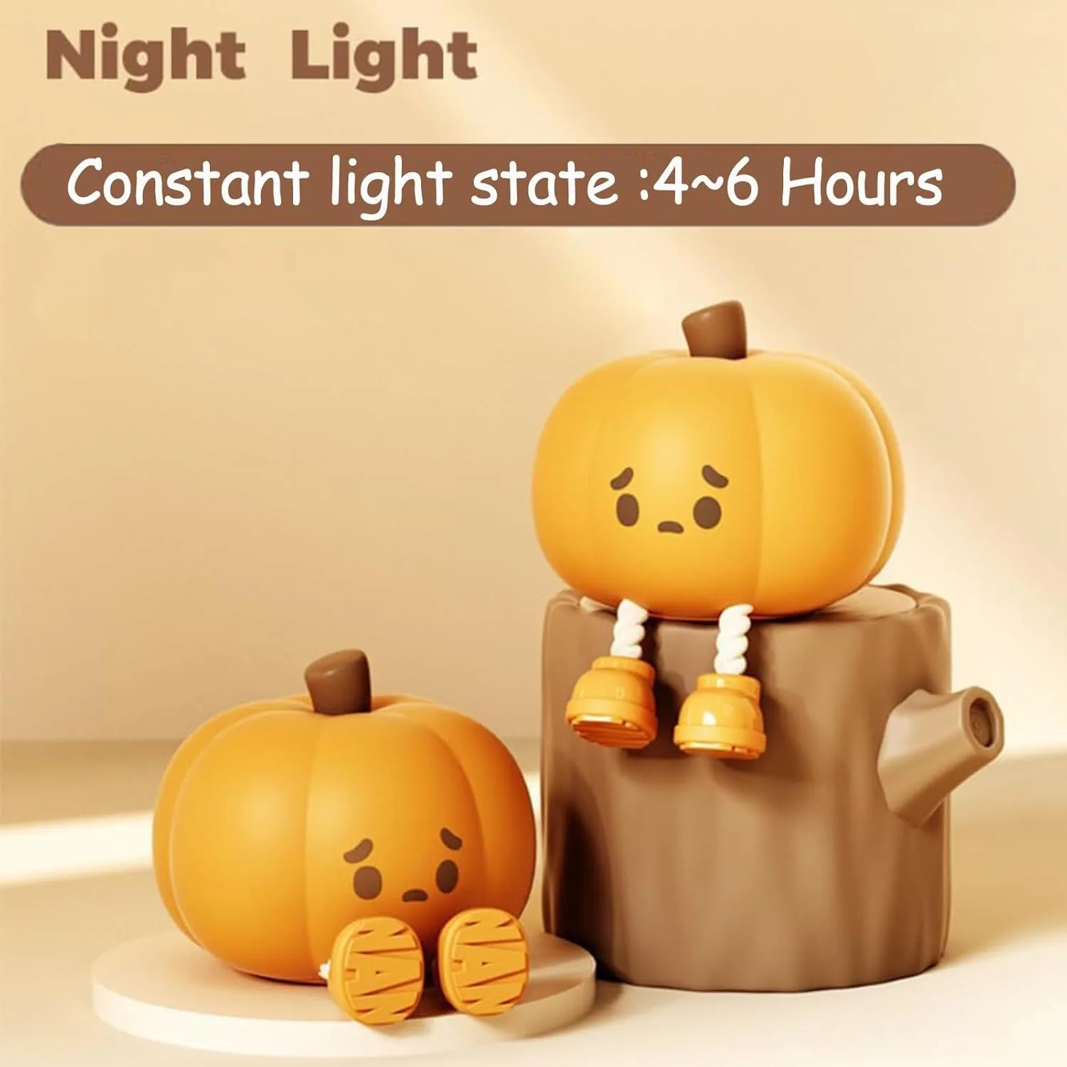 Pumpkin Night Light, Cute Pumpkin Silicone LED Lamp, Dimmable Nursery Nightlight, Rechargeable Bedside Touch Lamp