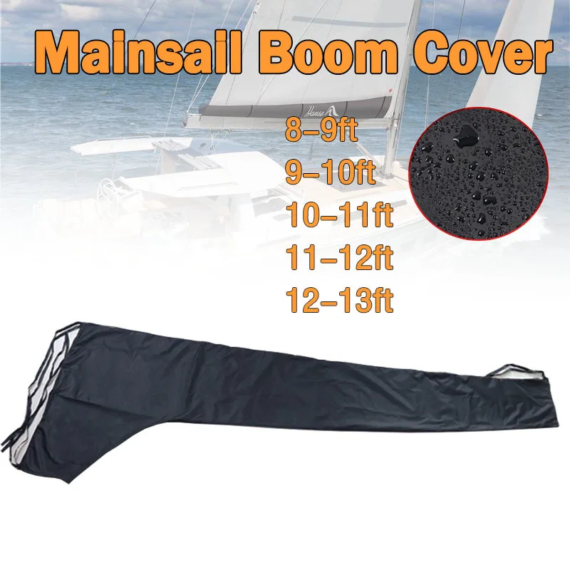 

600D Waterproof Mainsail Boom Cover Boat Cover Anti UV Windproof Sunshade Sail Cover Black Anti Scratch Dustproof Cover