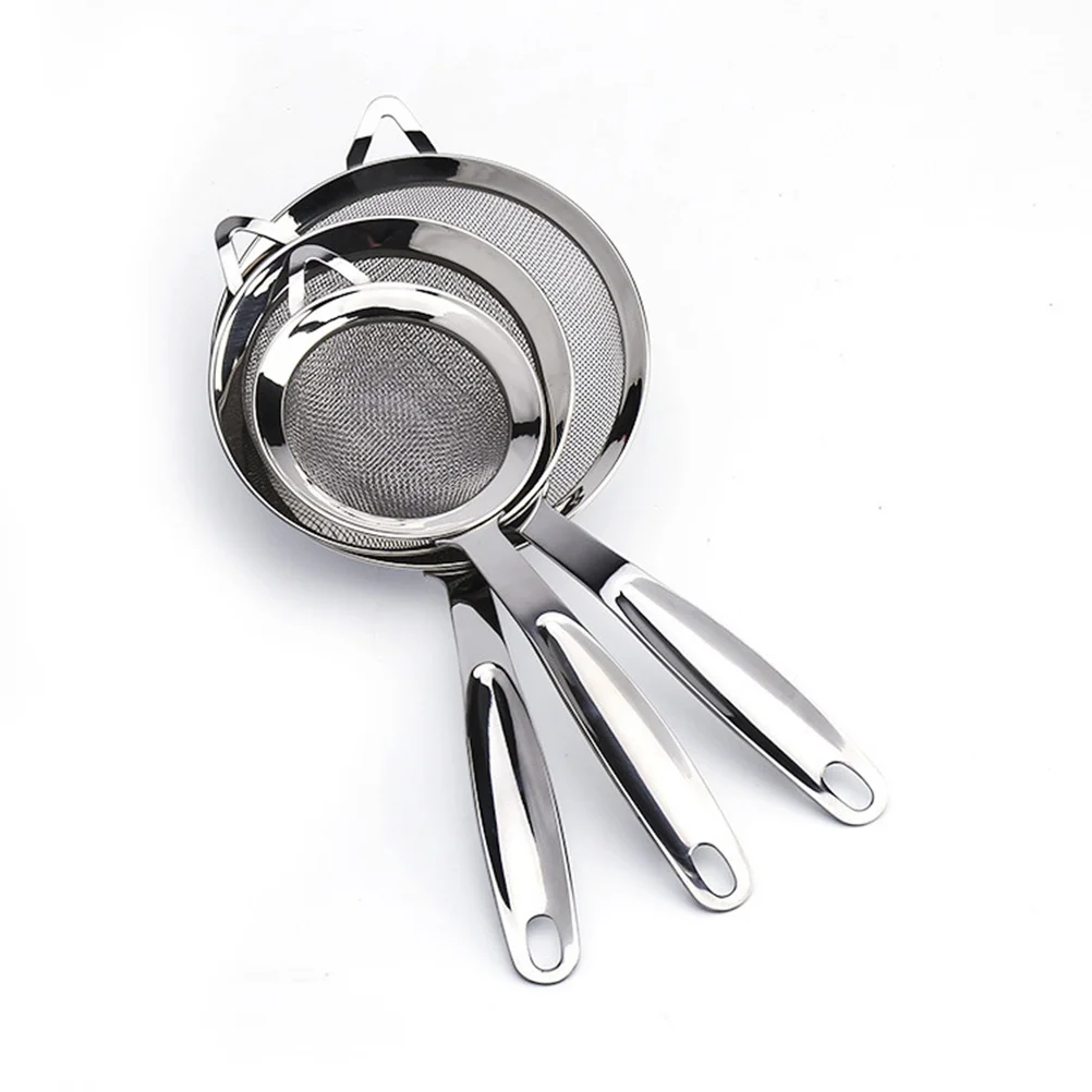 

3Pcs Stainless Steel Fine Mesh Flour Sieve Colander Rust Resistant Baking Cooking Strainer Stainless Steel Colander