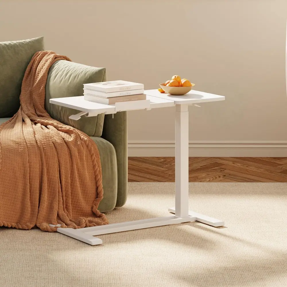 

Overbed Bedside Table with Wheels, Pneumatic Tilting Desktop Mobile Standing Desk, Rolling Laptop Desk for Bed, Sofa, or Hospit