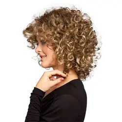 Krótkie kręcone blond peruki dla kobiet Bleach Blonde Wavy Wig with Synthetic Hair Golden Curly Natural Wig for Cosplay Halloween Dail