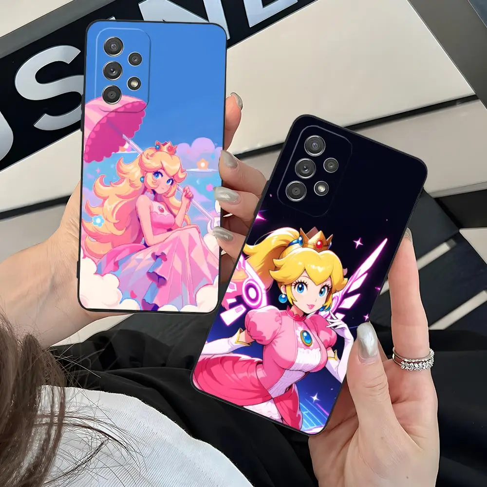 أنيمي الأميرة الخوخ قضية الهاتف المحمول لسامسونج غالاكسي A56 55 54 53 52 51 36 35 34 23 16 15 5 جرام غطاء ملون فاخر جميل